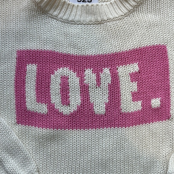 525 AMERICA Love Pullover Sweater in White and Pink Cotton Knit - Size Small - Picture 6 of 8